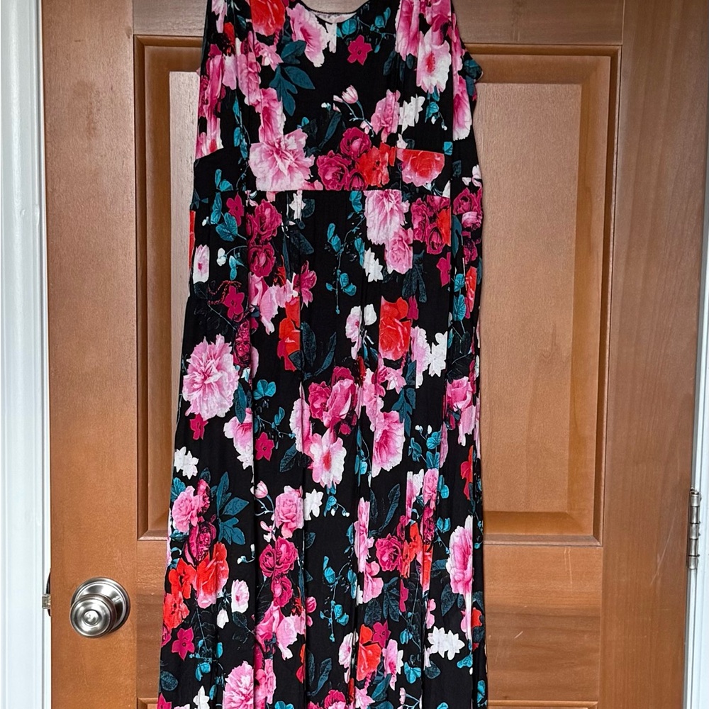 Torrid Pink and White Floral Maxi Dress Sleeveless Spaghetti Strap